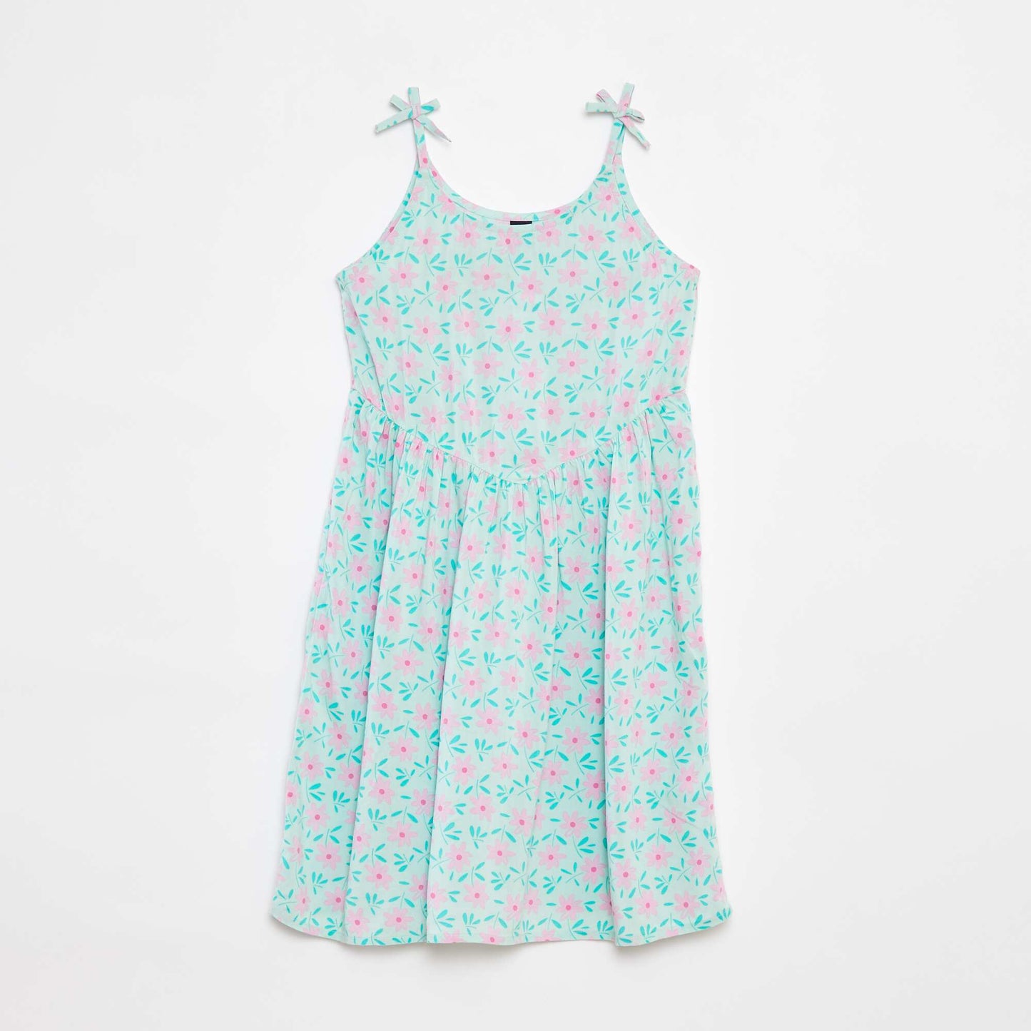 Robe fluide à fines bretelles et motif all over BLEU