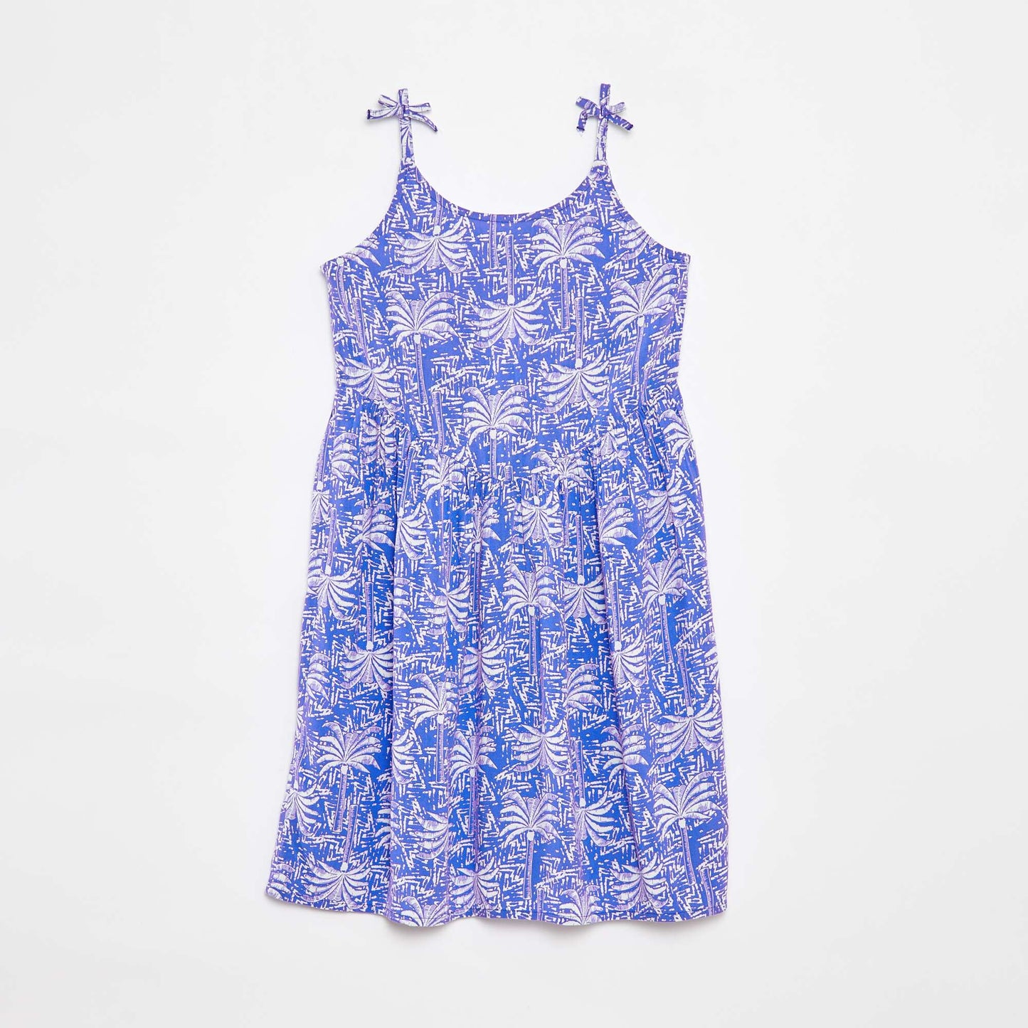 Robe fluide à fines bretelles et motif all over BLEU