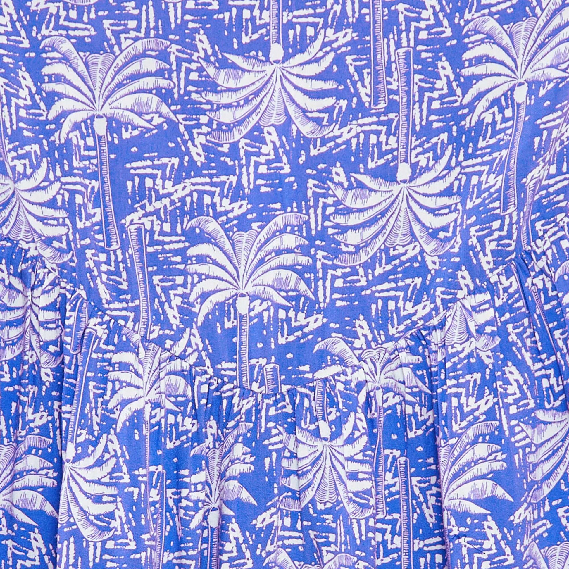 Robe fluide à fines bretelles et motif all over BLEU