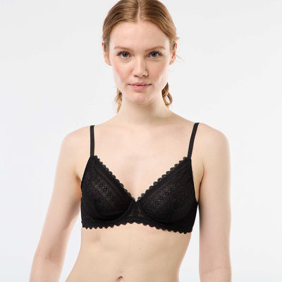 Soutien-gorge en dentelle transparente NOIR