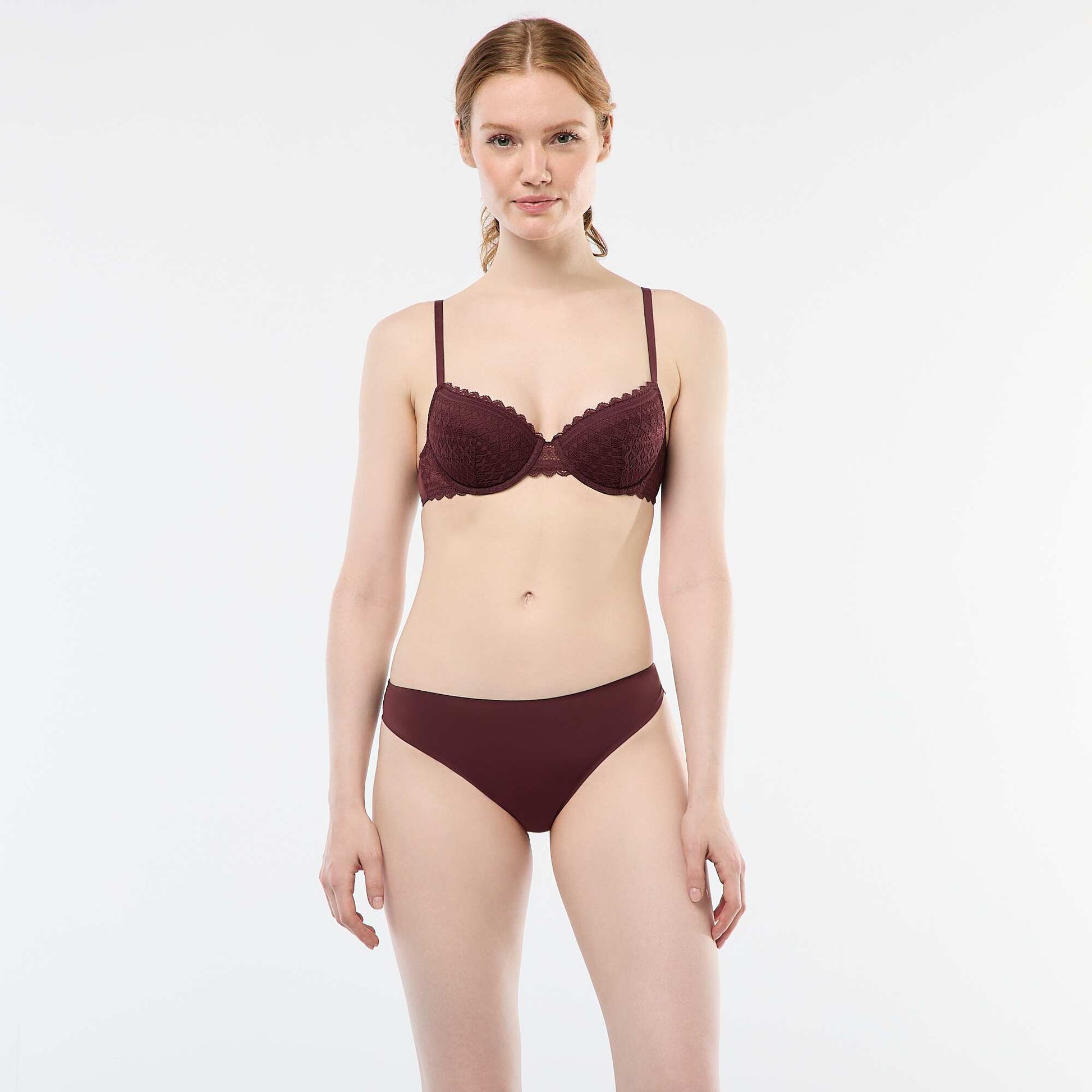 Culotte en microfibre et en dentelle BORDEAUX