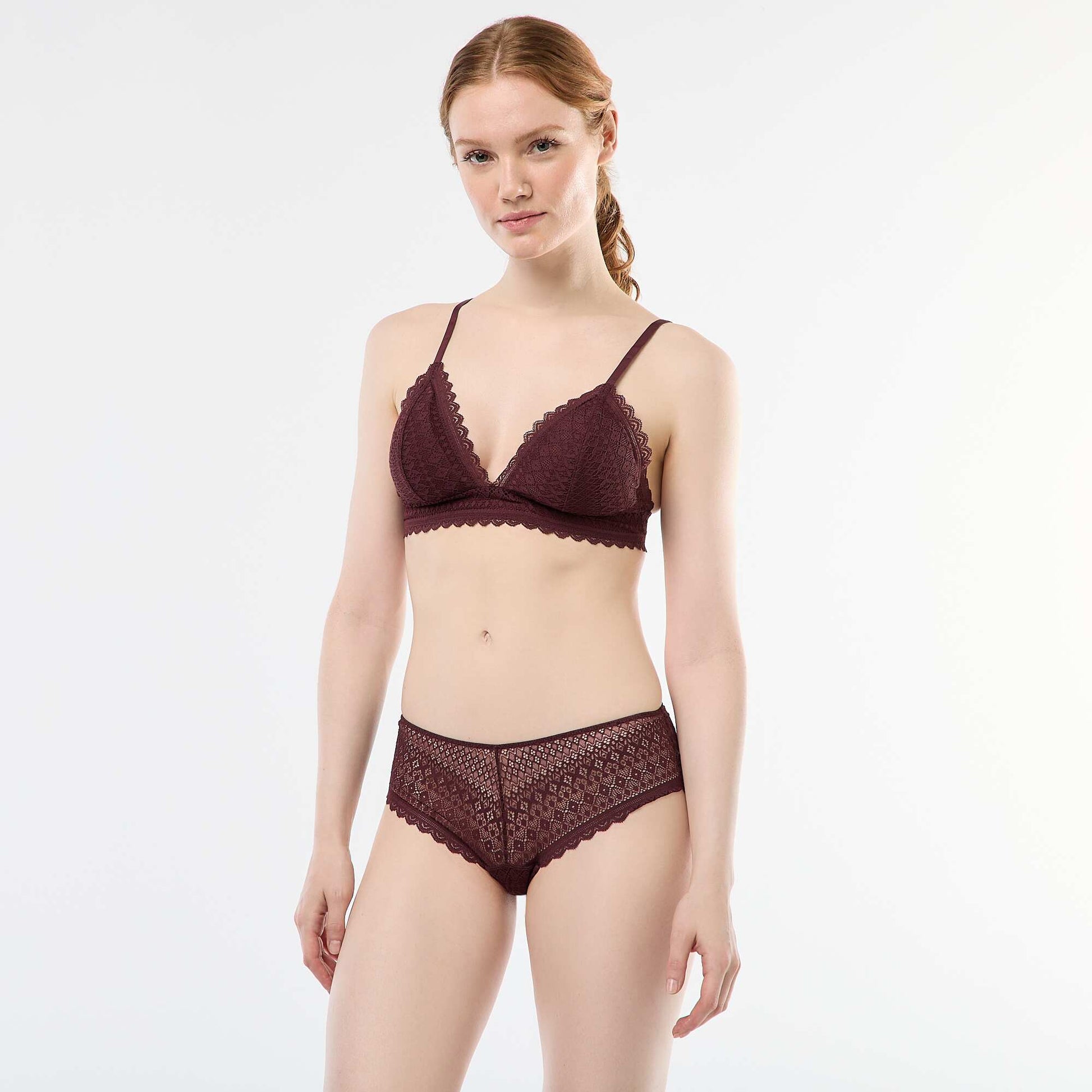 Shorty en dentelle MARRON