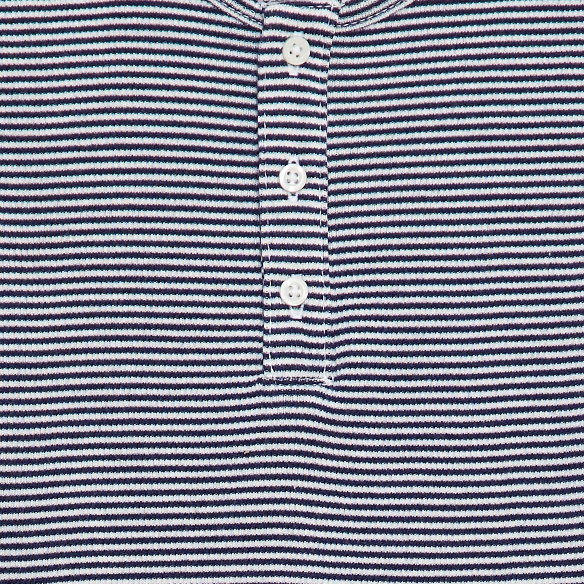 T-shirt rayé à manches courtes BLEU