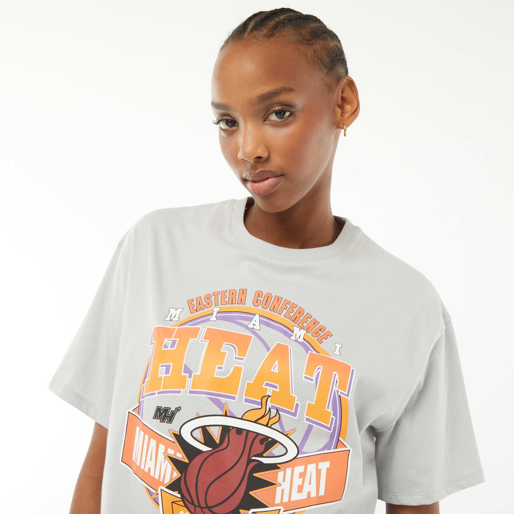 T-shirt crop-top 'Miami Heat' à manches courtes GRIS