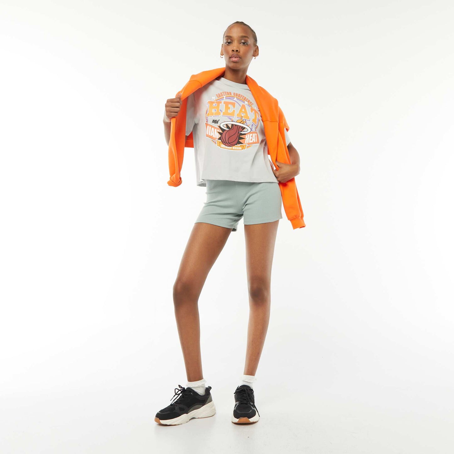T-shirt crop-top 'Miami Heat' à manches courtes GRIS