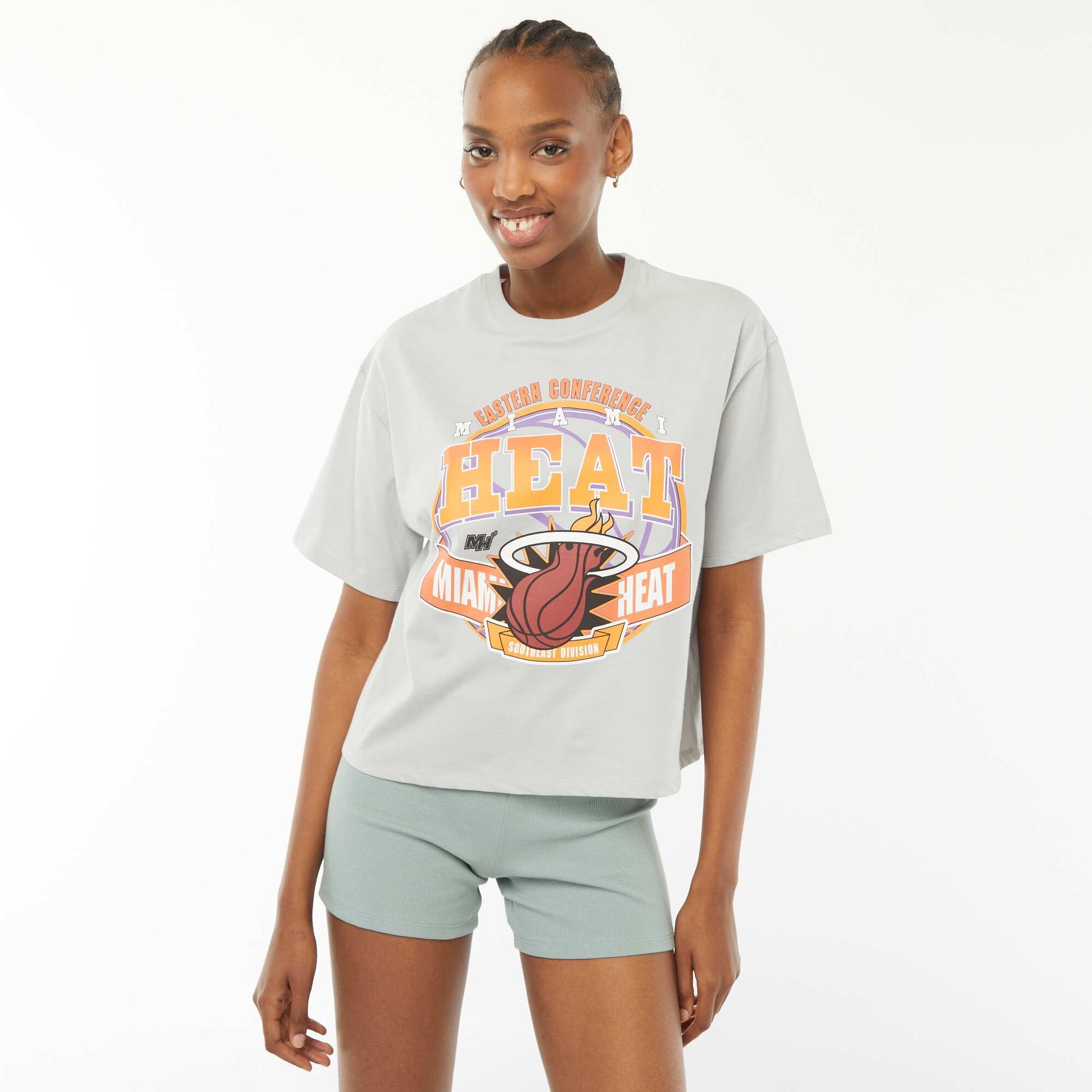 T-shirt crop-top 'Miami Heat' à manches courtes GRIS