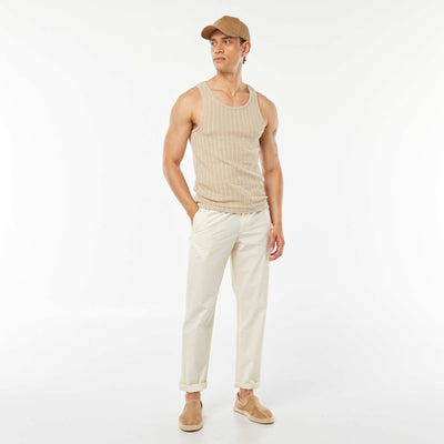 Pantalon droit en popeline craquante BLANC CASSé