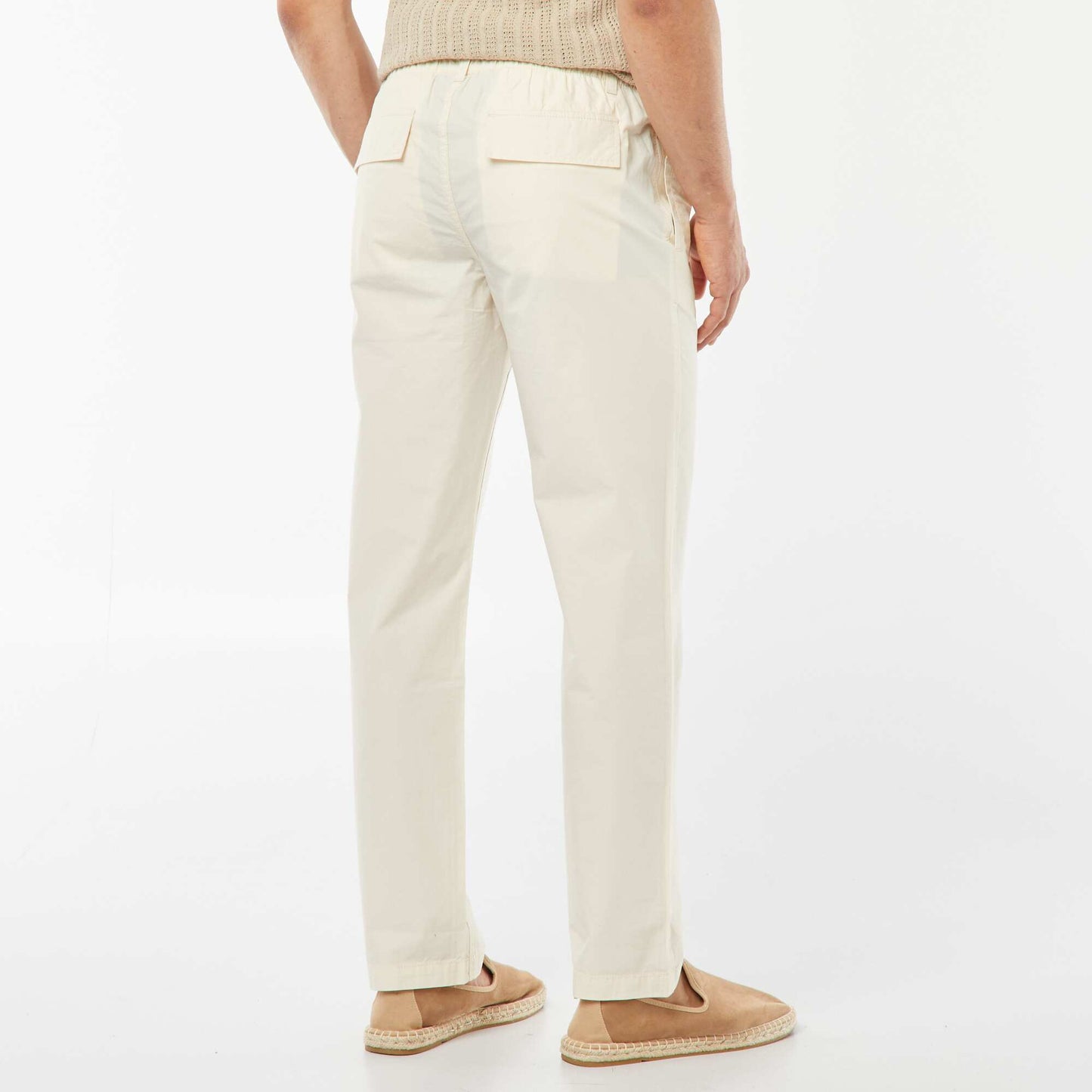 Pantalon droit en popeline craquante BLANC CASSé
