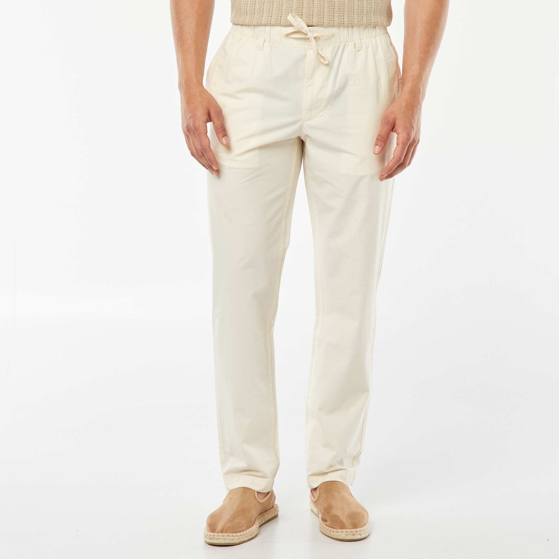Pantalon droit en popeline craquante BLANC CASSé