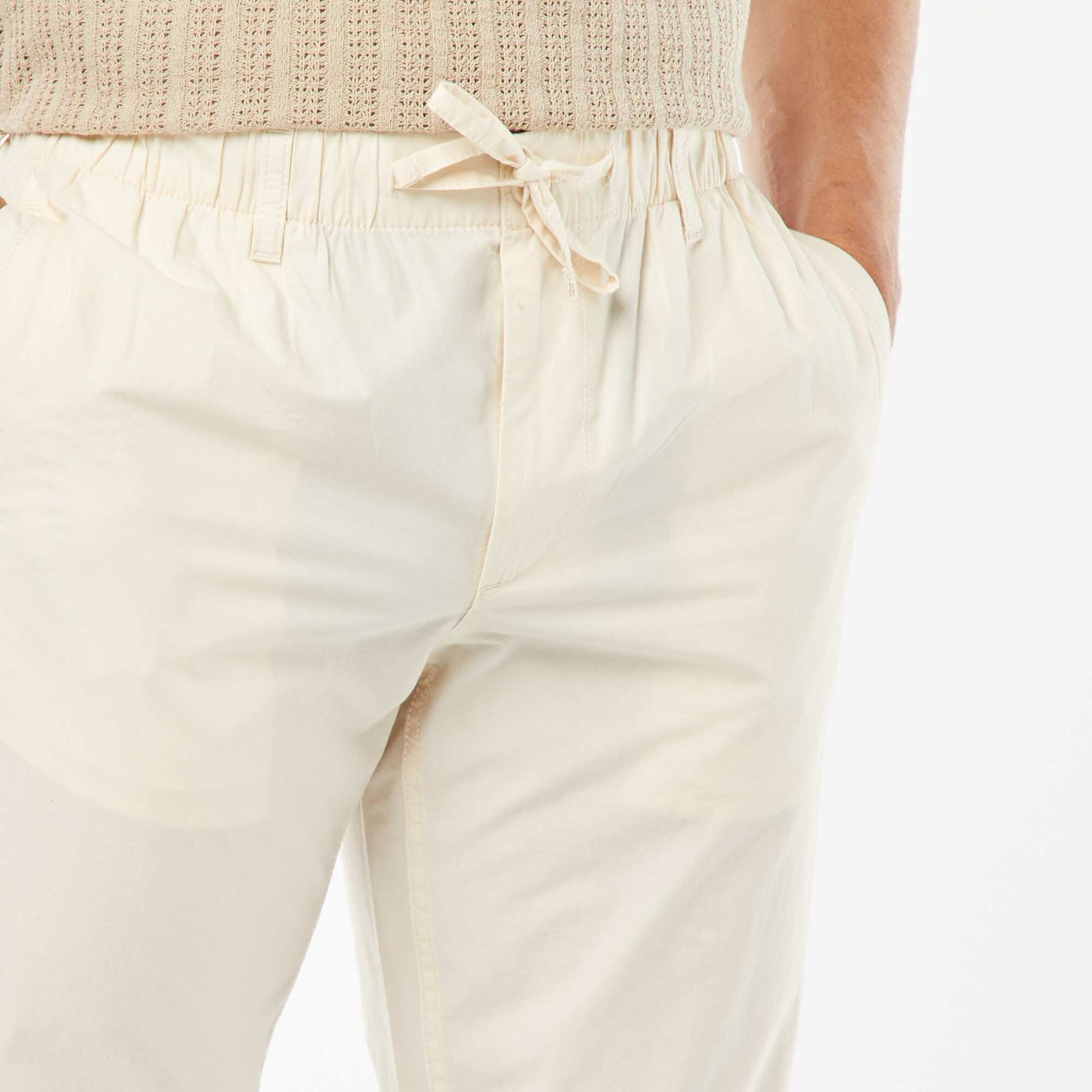 Pantalon droit en popeline craquante BLANC CASSé