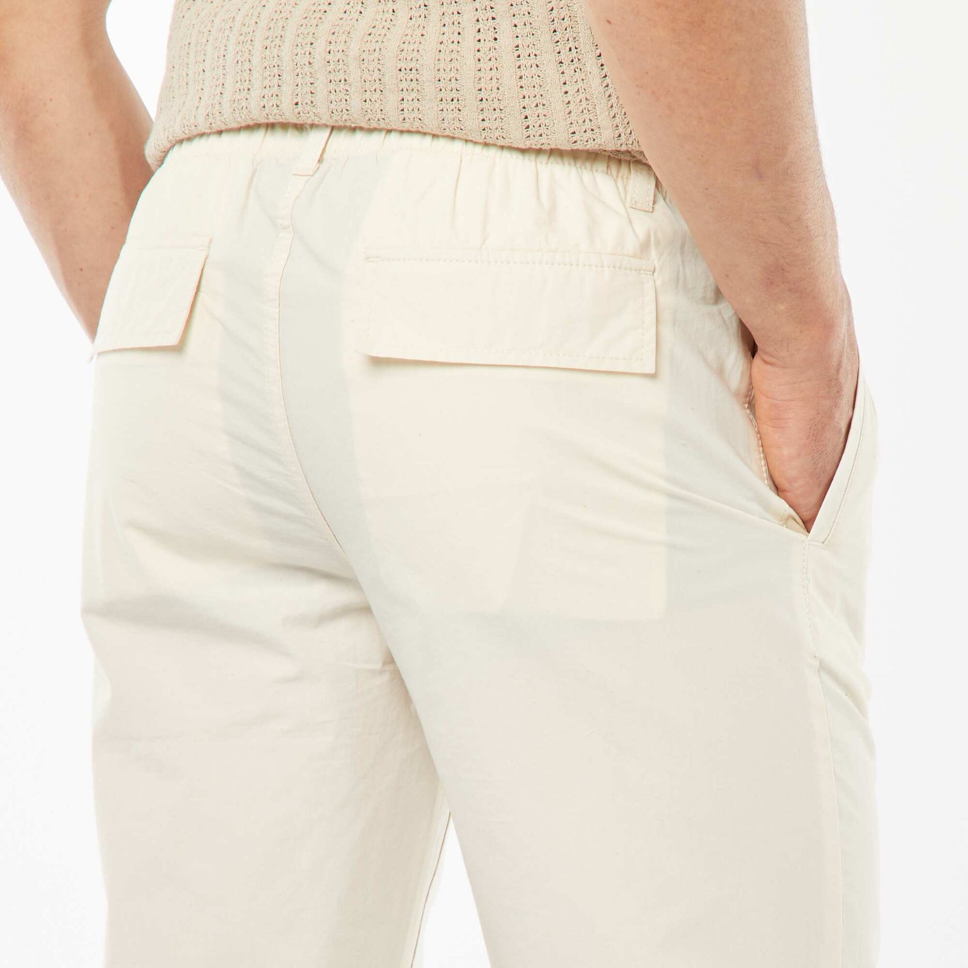 Pantalon droit en popeline craquante BLANC CASSé