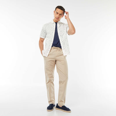 Pantalon droit en popeline craquante BEIGE