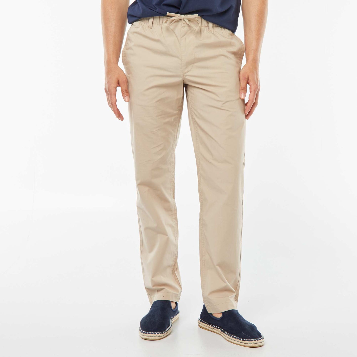 Pantalon droit en popeline craquante BEIGE
