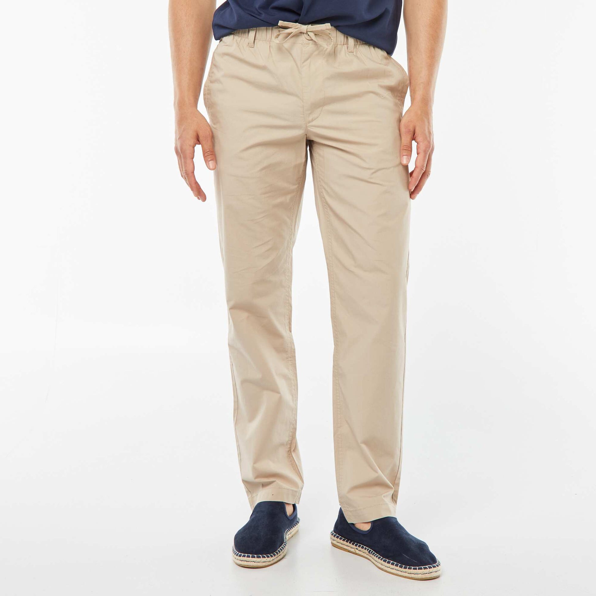 Pantalon droit en popeline craquante BEIGE