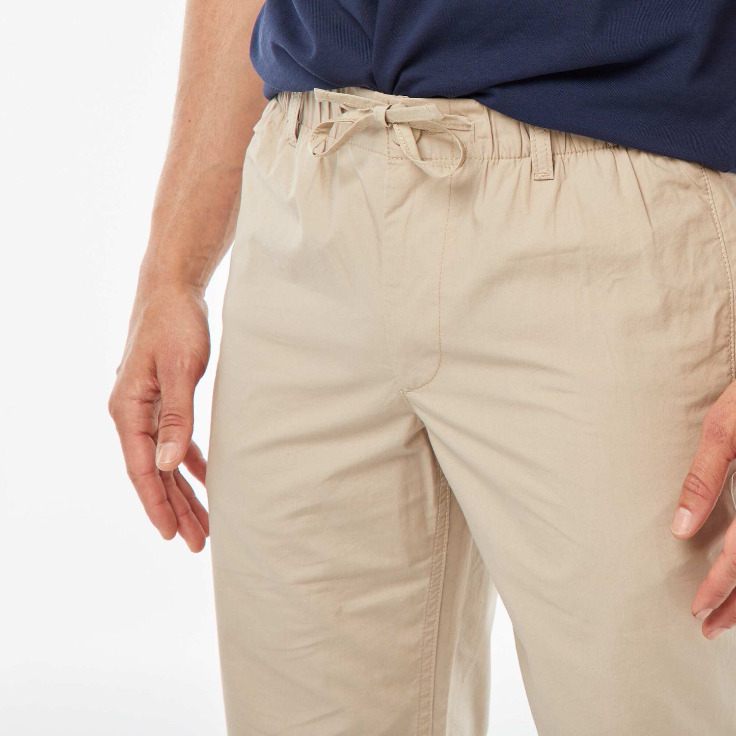 Pantalon droit en popeline craquante BEIGE