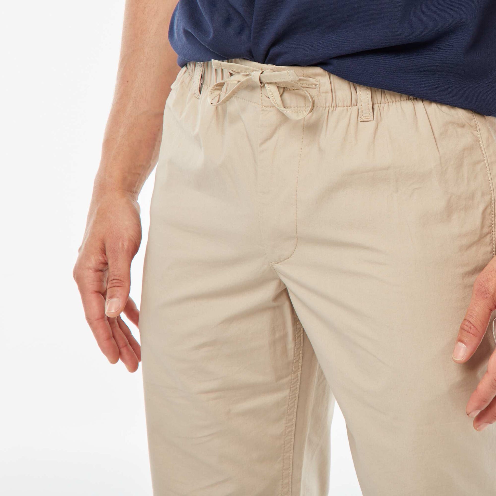 Pantalon droit en popeline craquante BEIGE