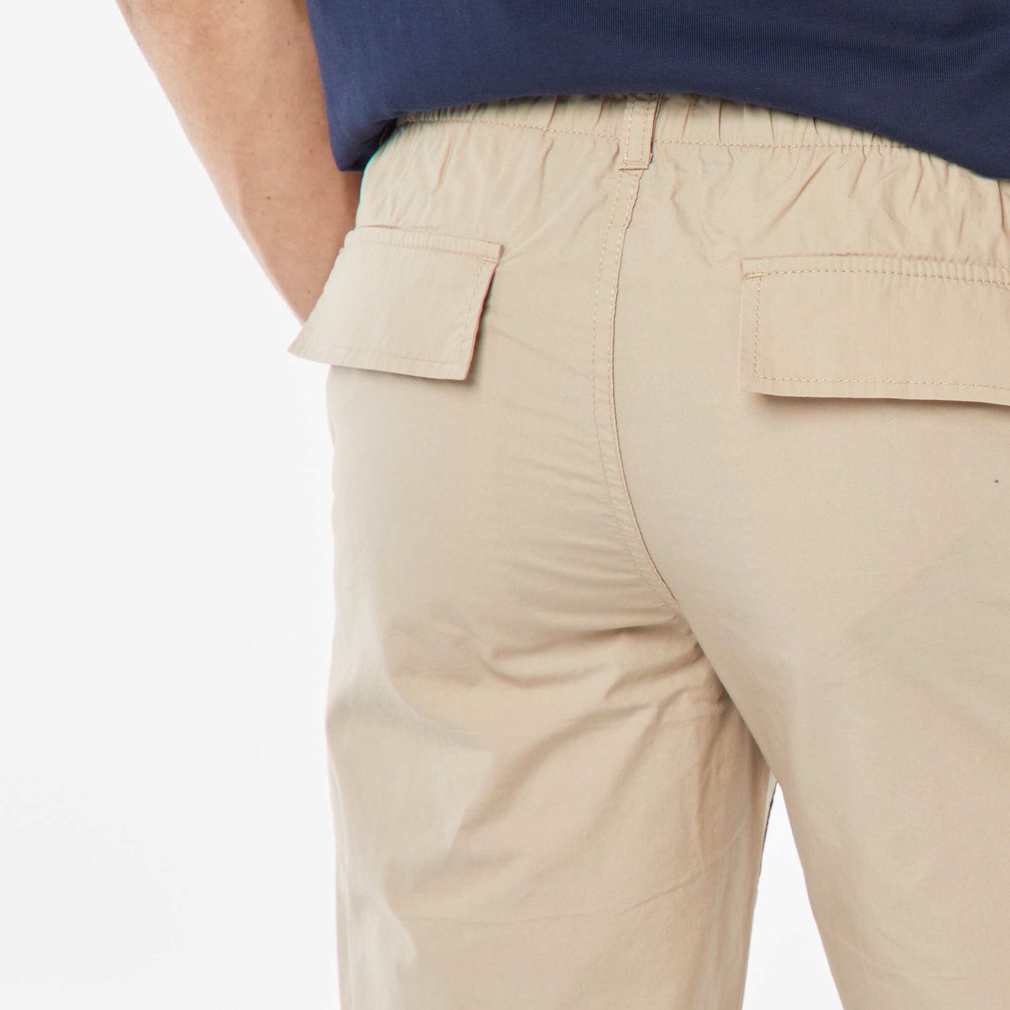 Pantalon droit en popeline craquante BEIGE