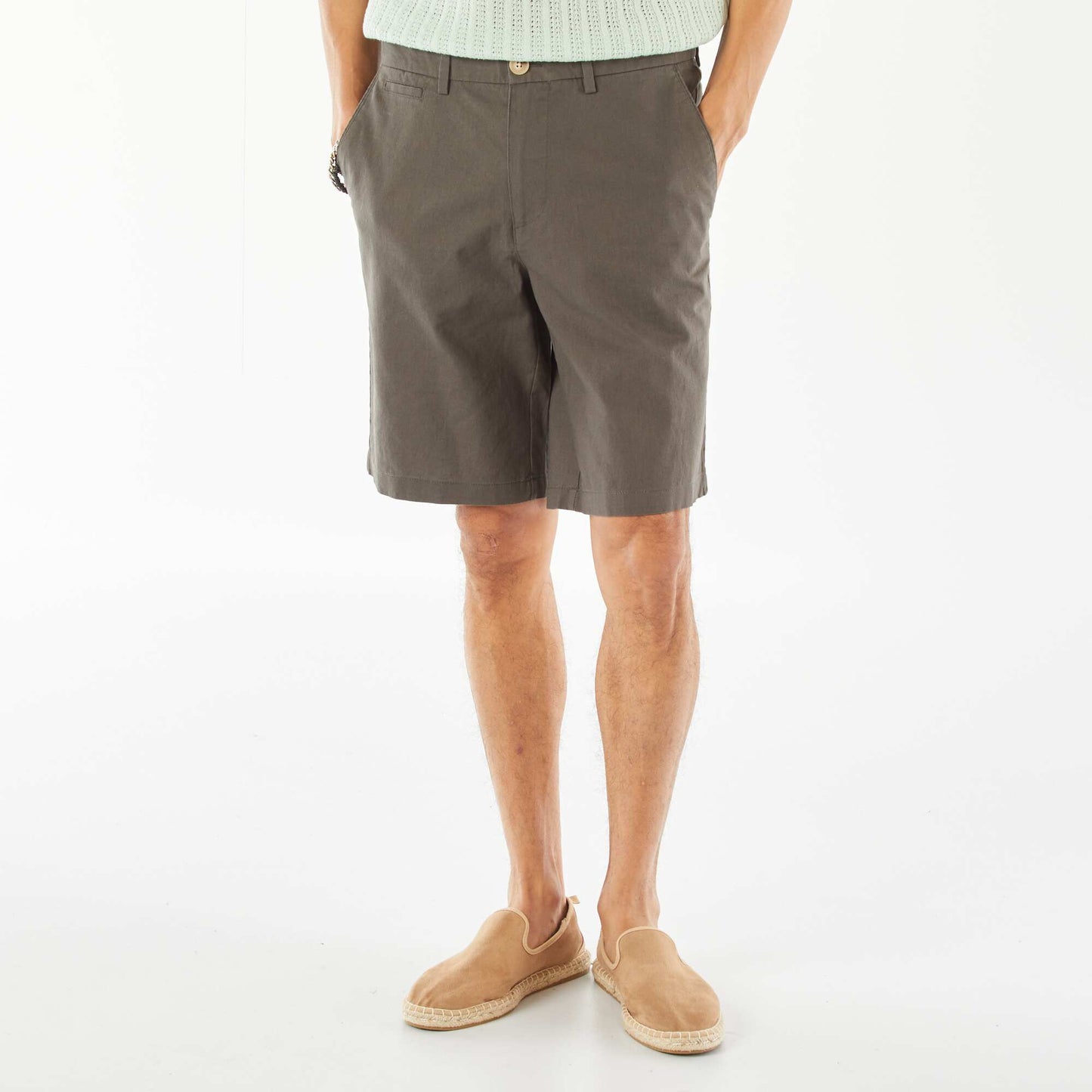 Bermuda chino en lin mélangé KAKI