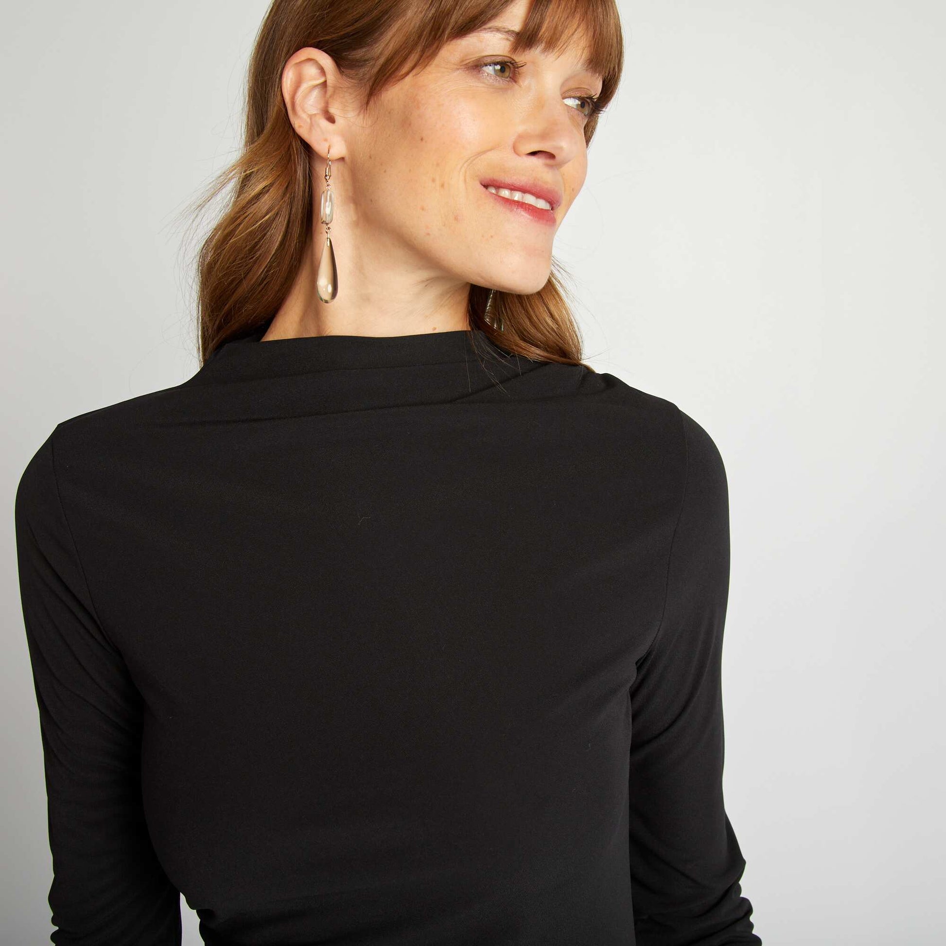 Robe longue ajustée drapée NOIR
