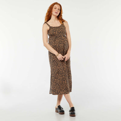 Robe longue grossesse sans manches BEIGE