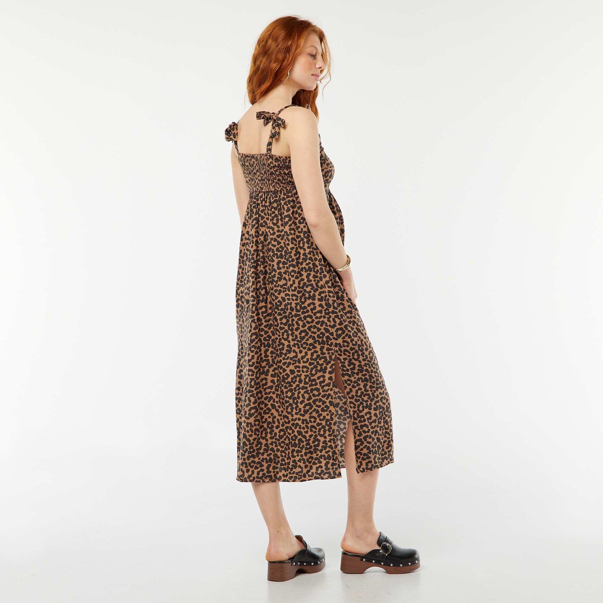 Robe longue grossesse sans manches BEIGE