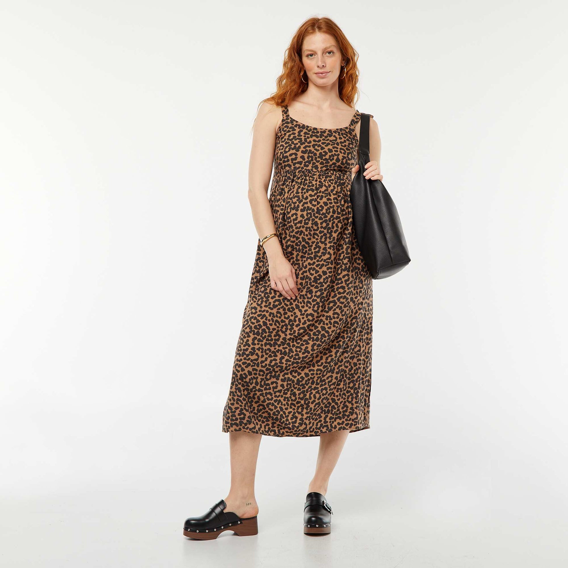 Robe longue grossesse sans manches BEIGE