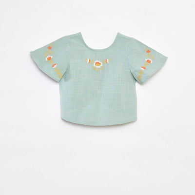 Blouse à motifs brodés VERT