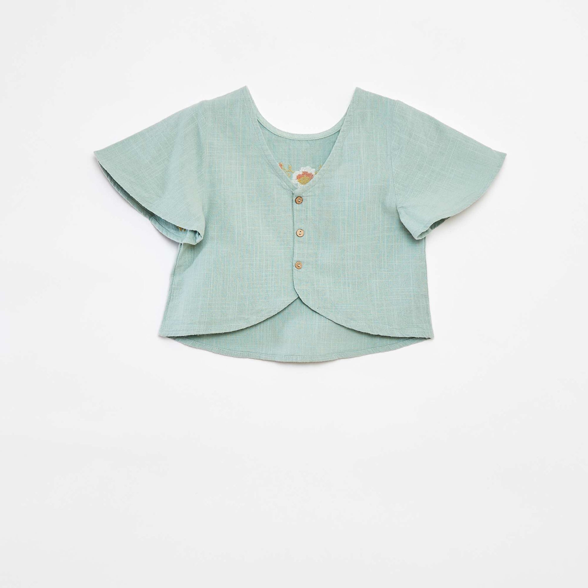 Blouse à motifs brodés VERT