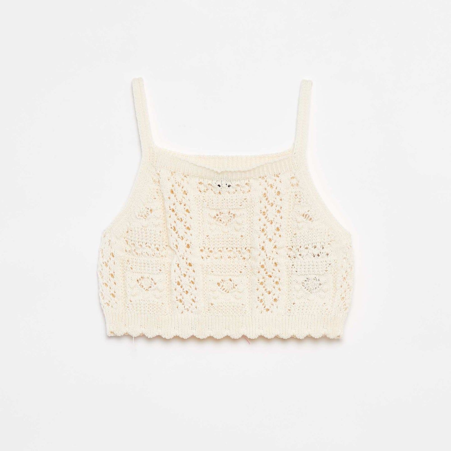 Top uni en crochet BLANC
