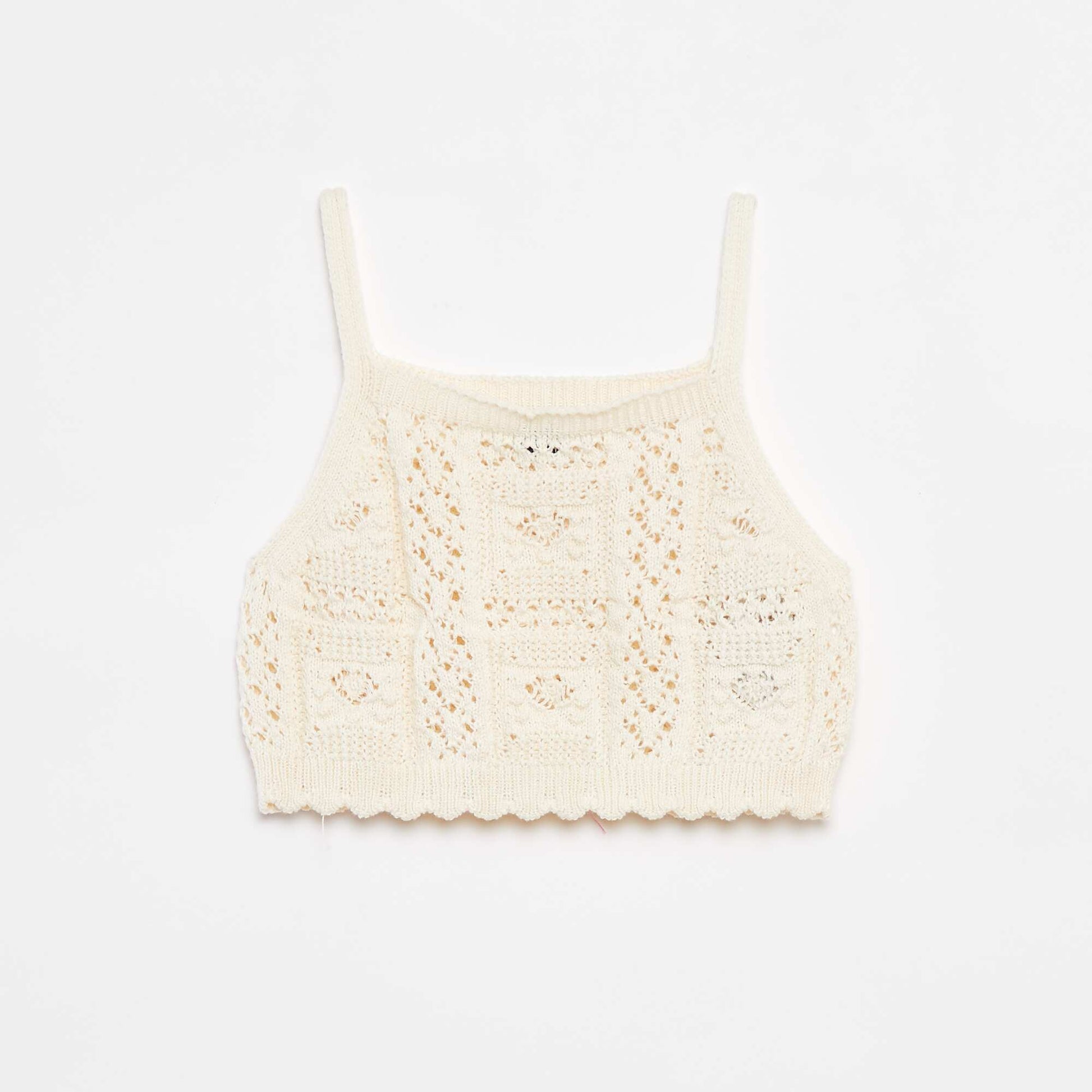 Top uni en crochet BLANC