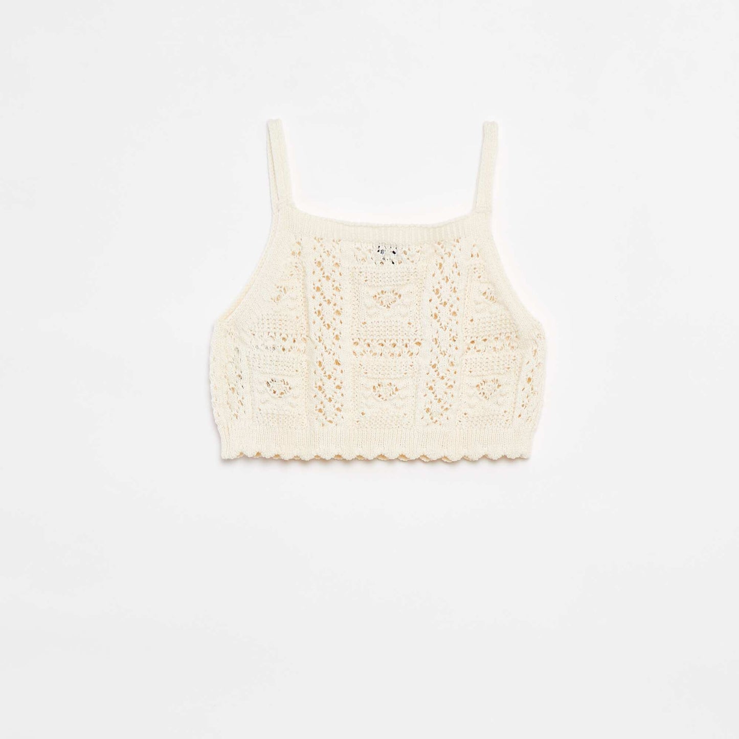 Top uni en crochet BLANC