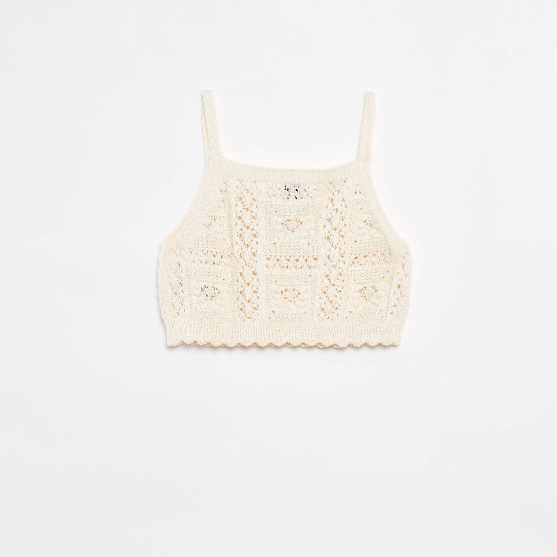 Top uni en crochet BLANC
