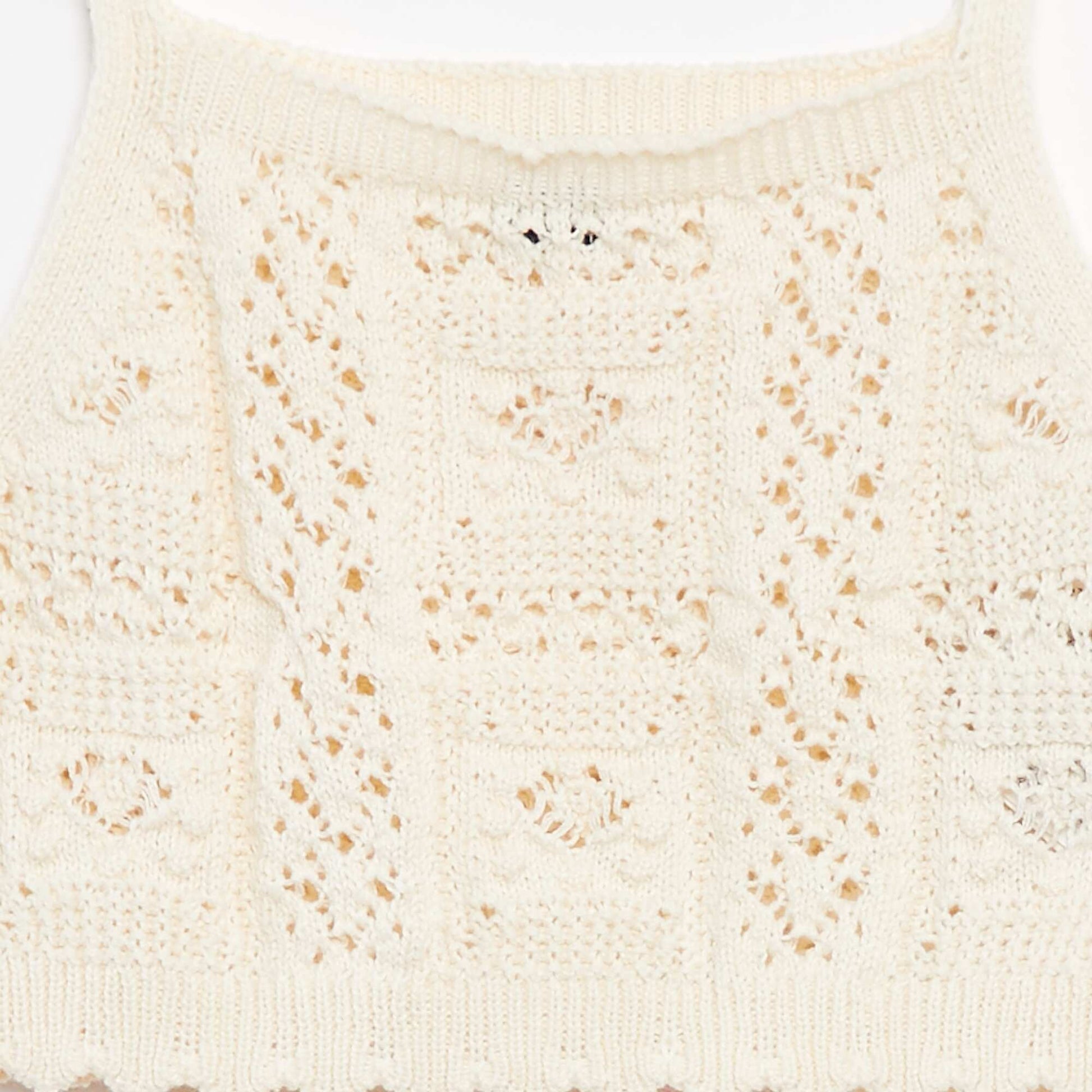 Top uni en crochet BLANC
