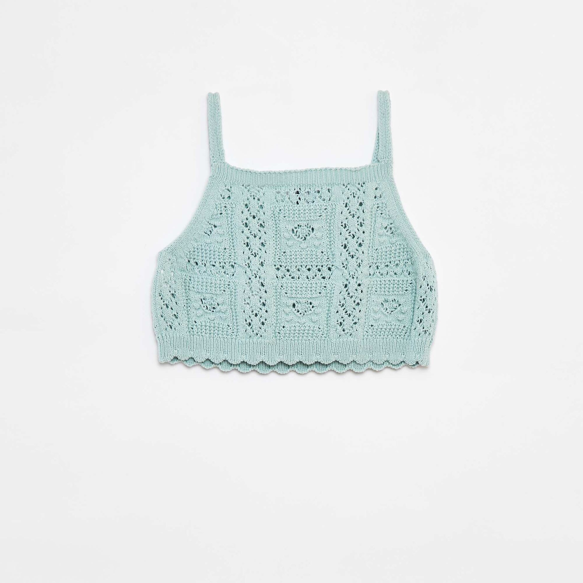 Top uni en crochet VERT