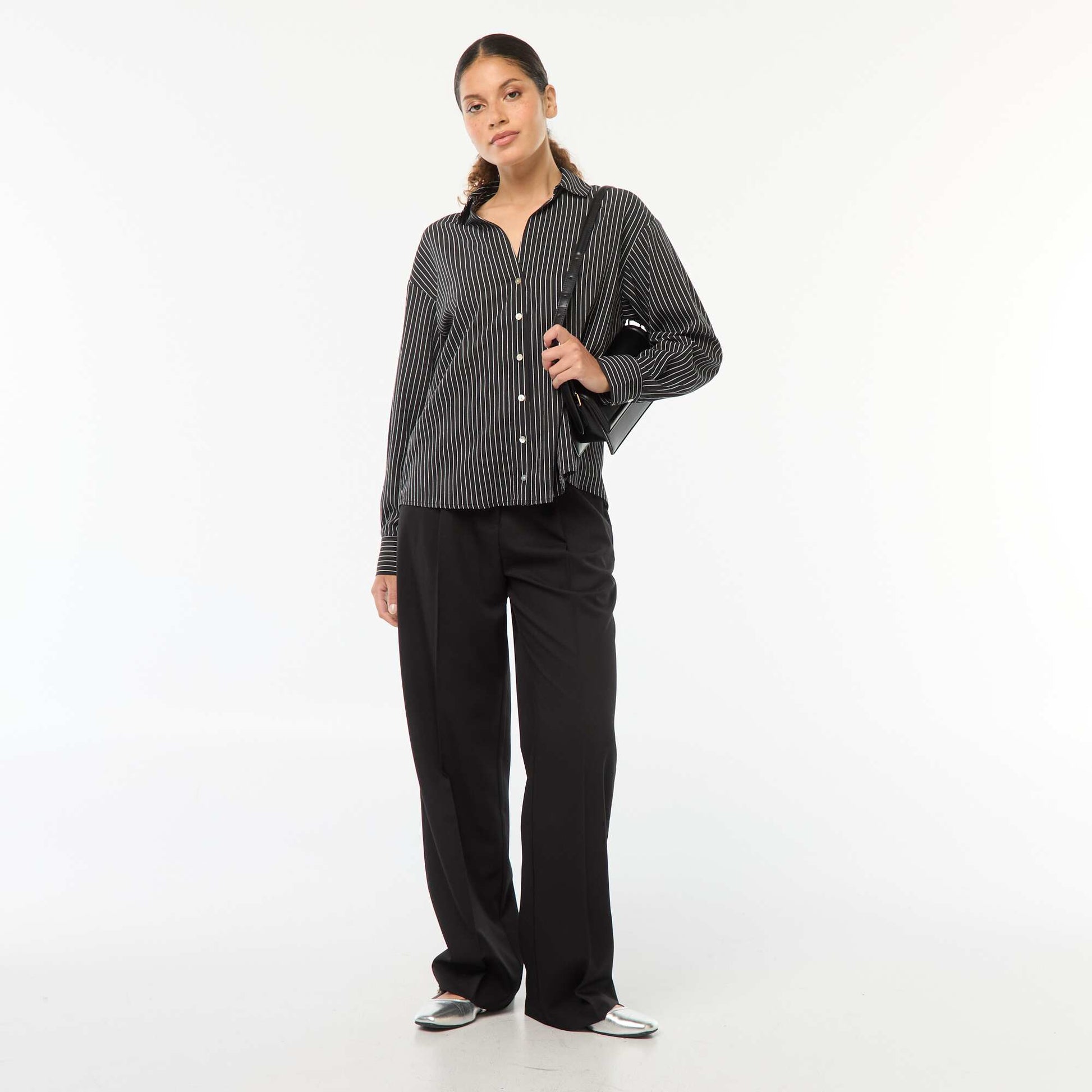 Pantalon de tailleur coupe large NOIR