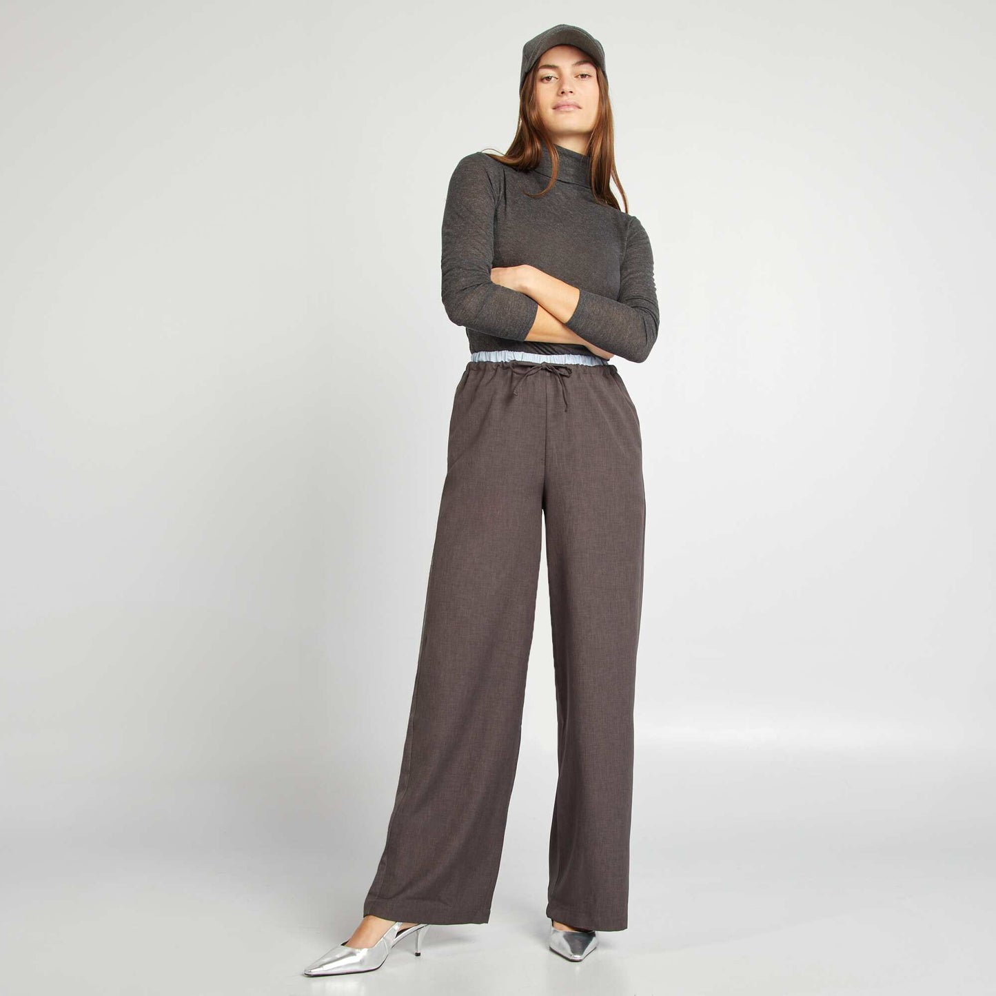 Pantalon large effet boxer apparent GRIS