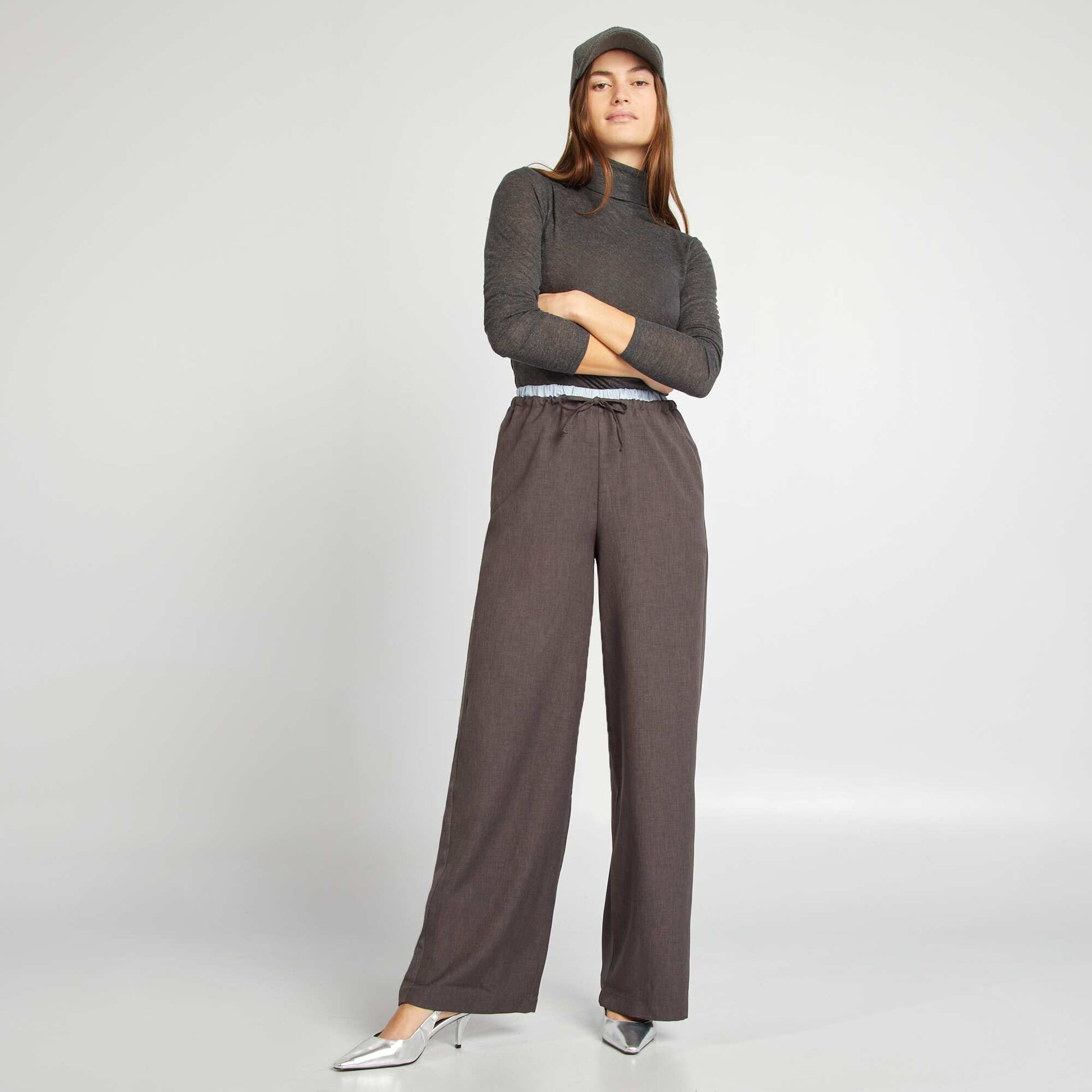 Pantalon large effet boxer apparent GRIS
