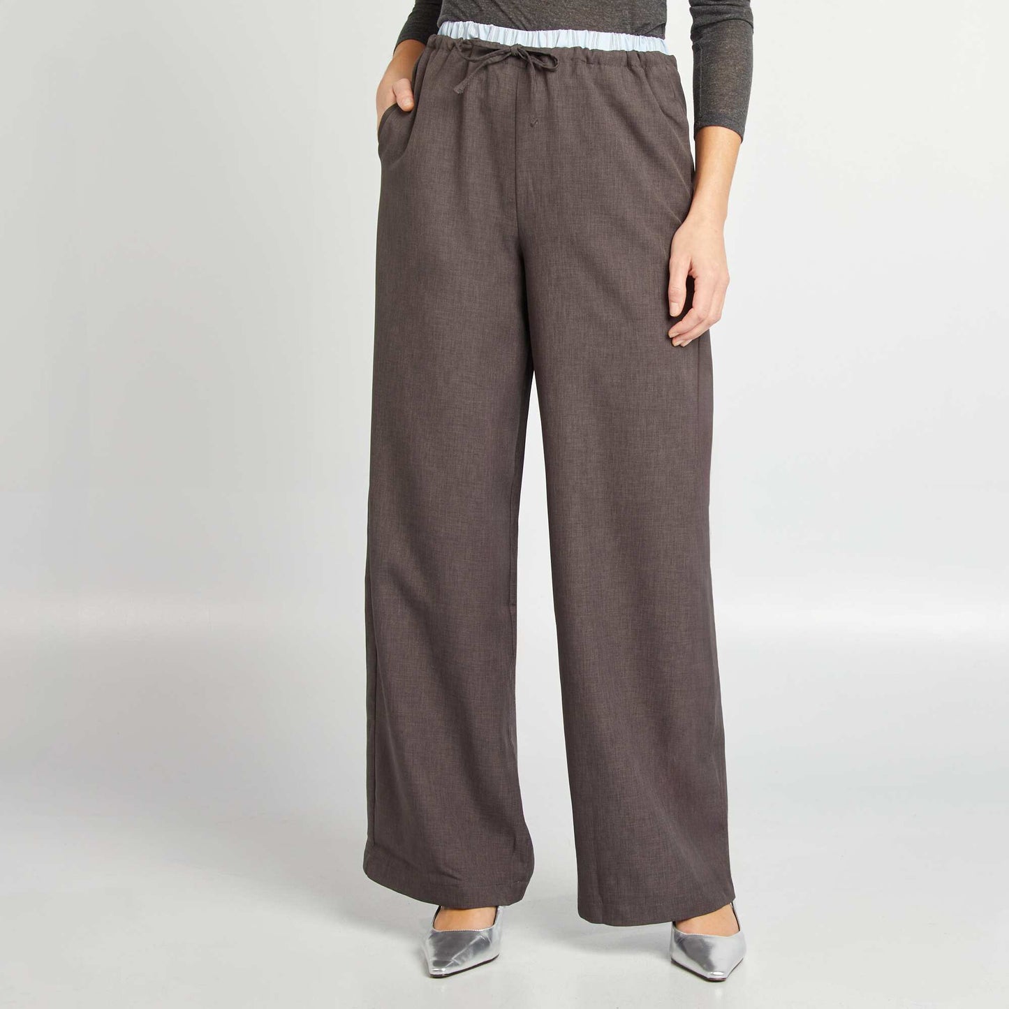 Pantalon large effet boxer apparent GRIS