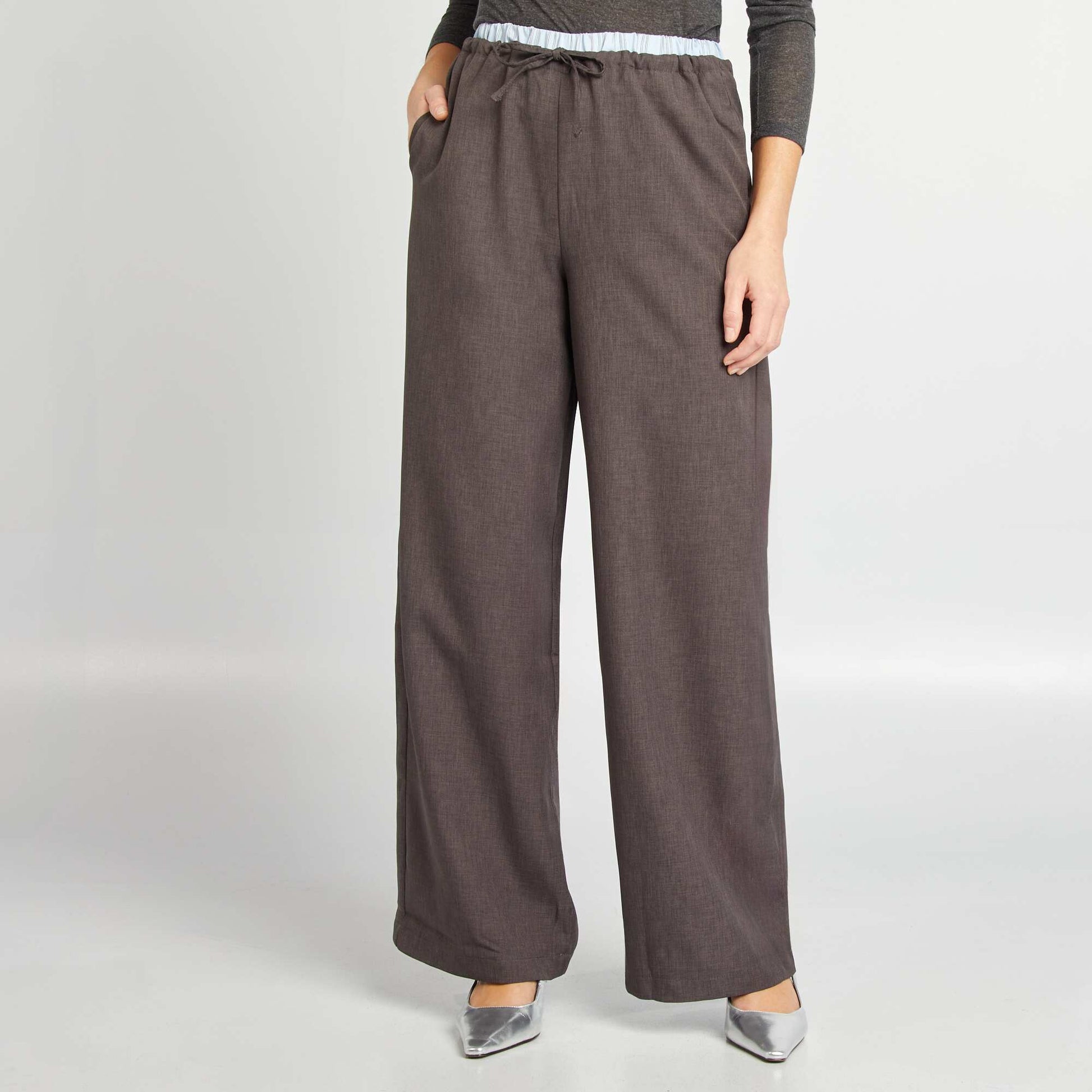 Pantalon large effet boxer apparent GRIS