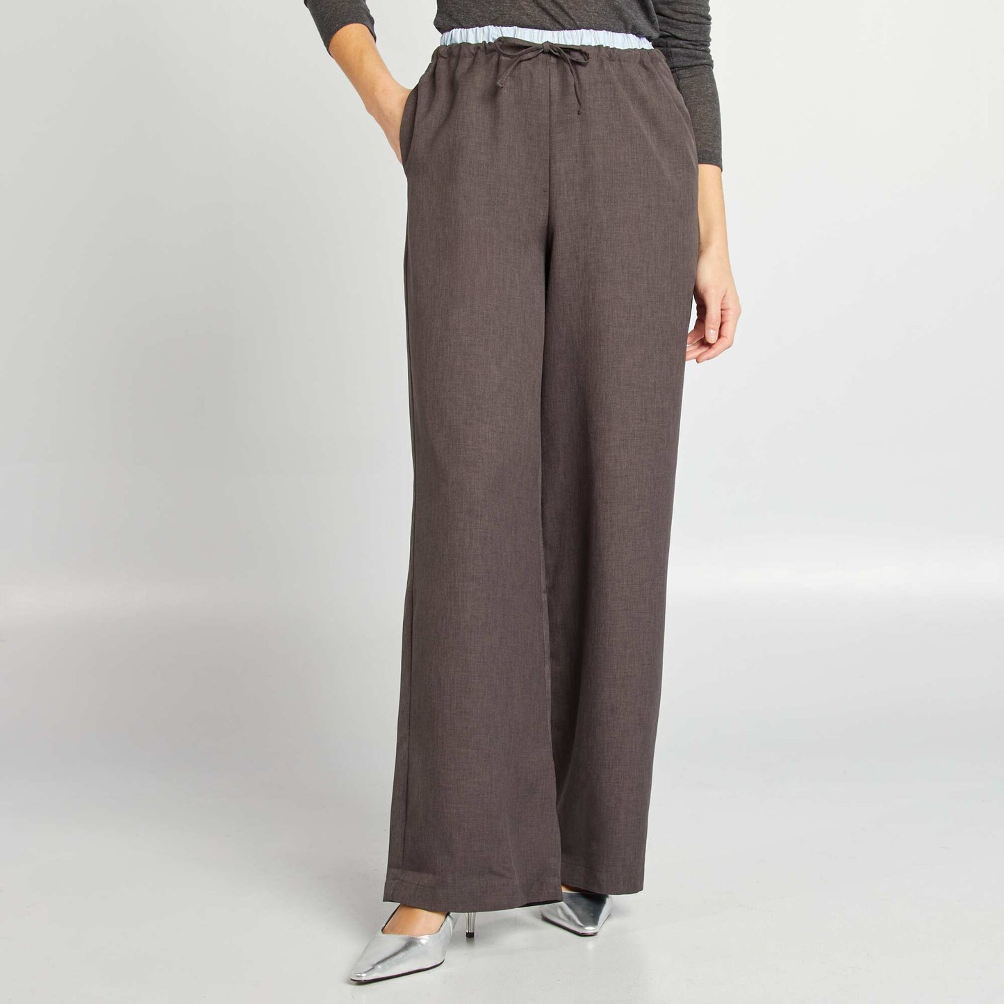 Pantalon large effet boxer apparent GRIS
