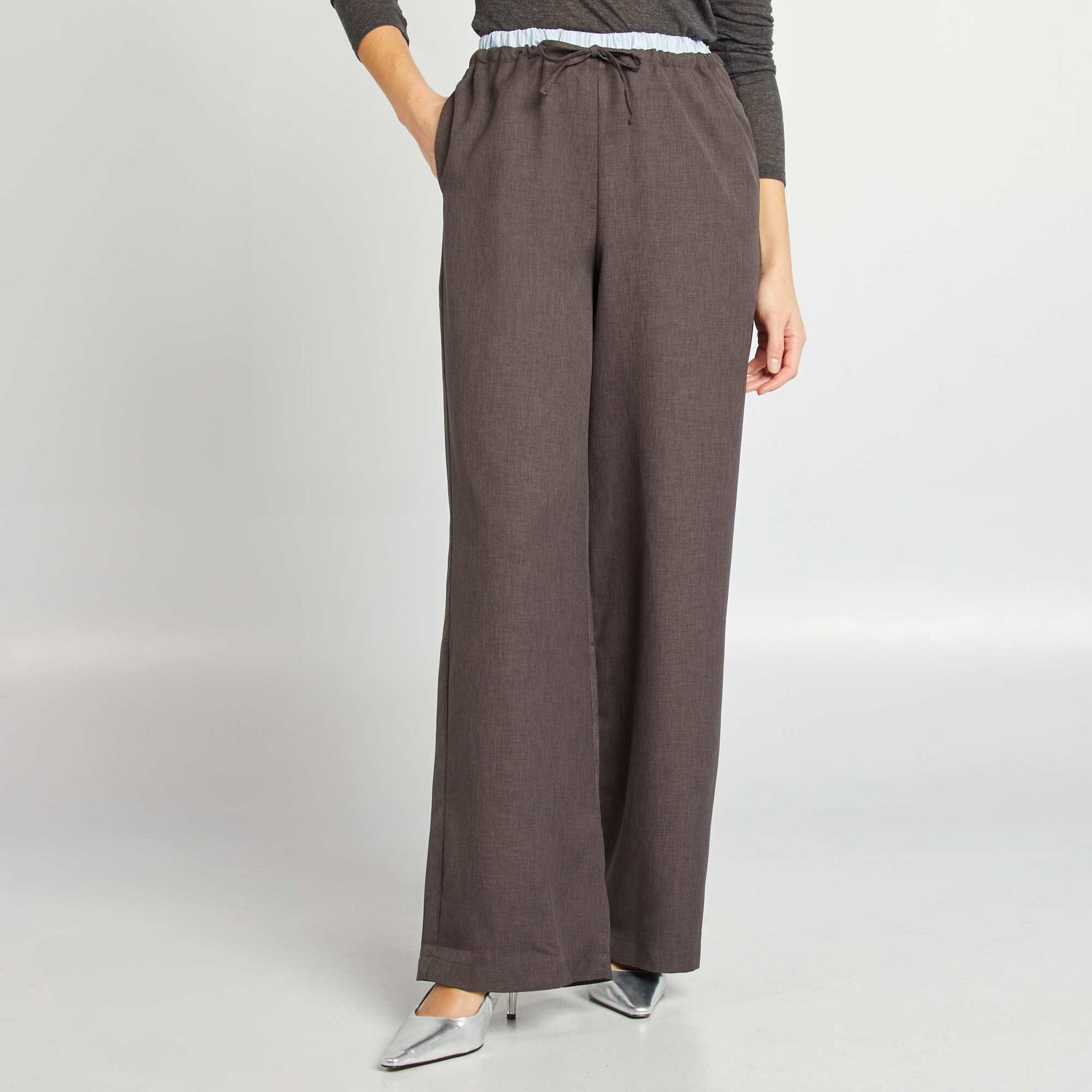 Pantalon large effet boxer apparent GRIS