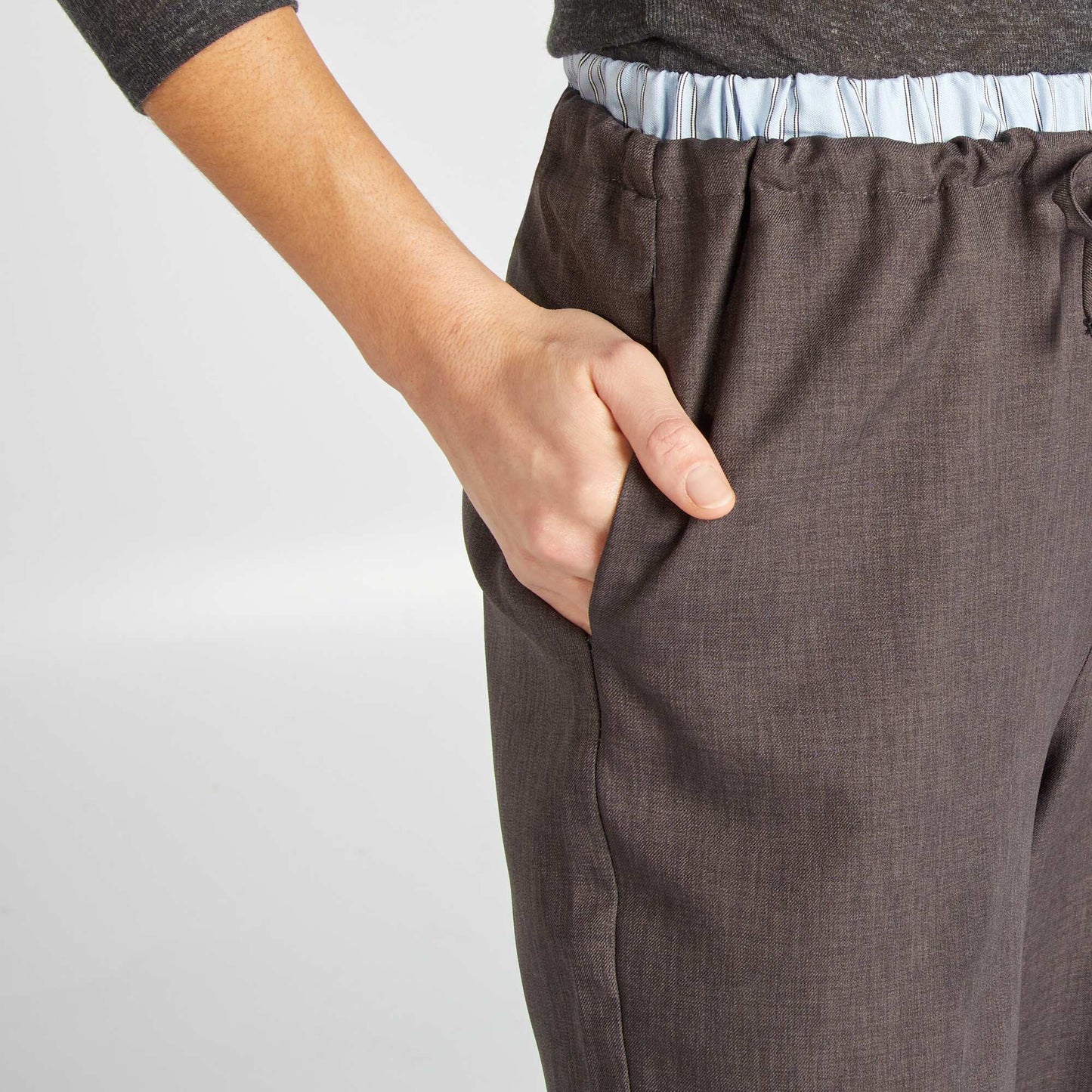 Pantalon large effet boxer apparent GRIS