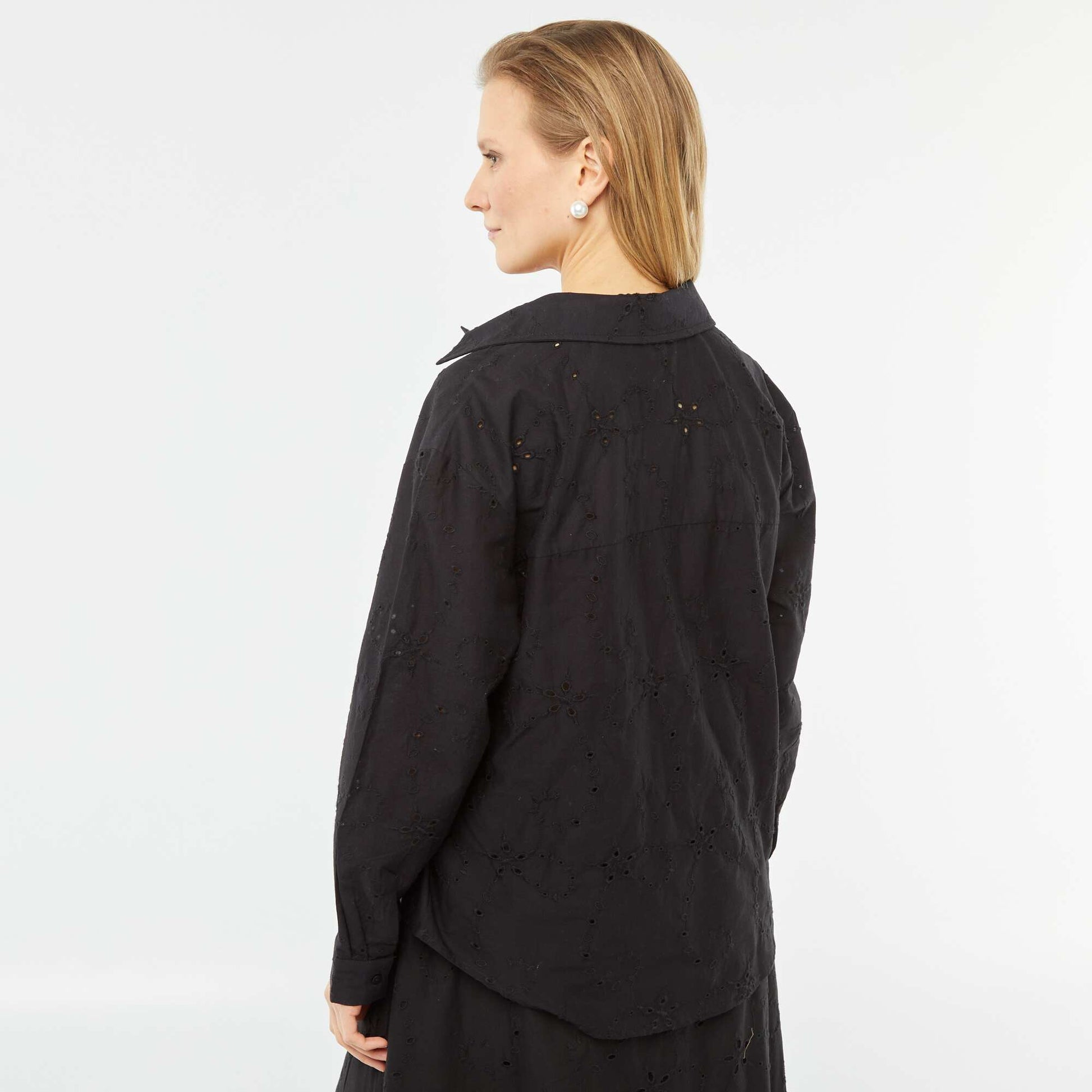 Chemise avec broderies anglaises NOIR