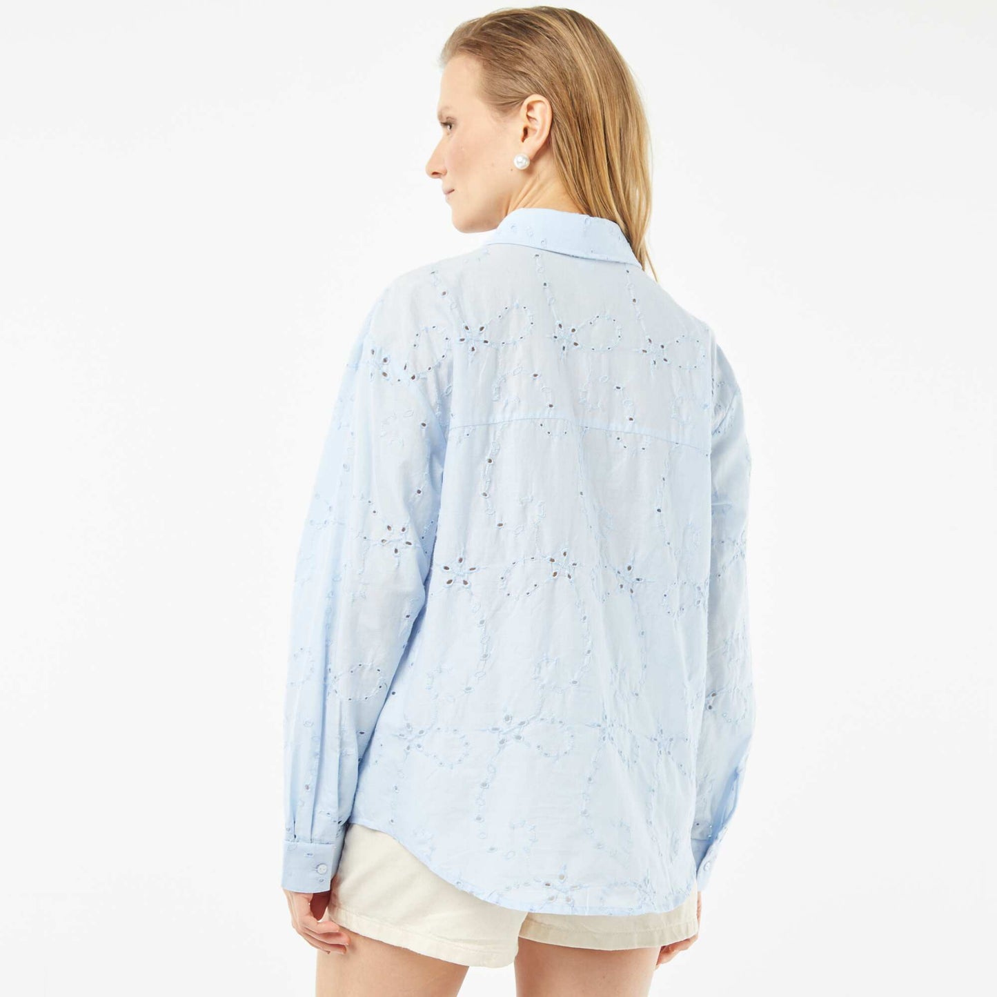 Chemise avec broderies anglaises BLEU