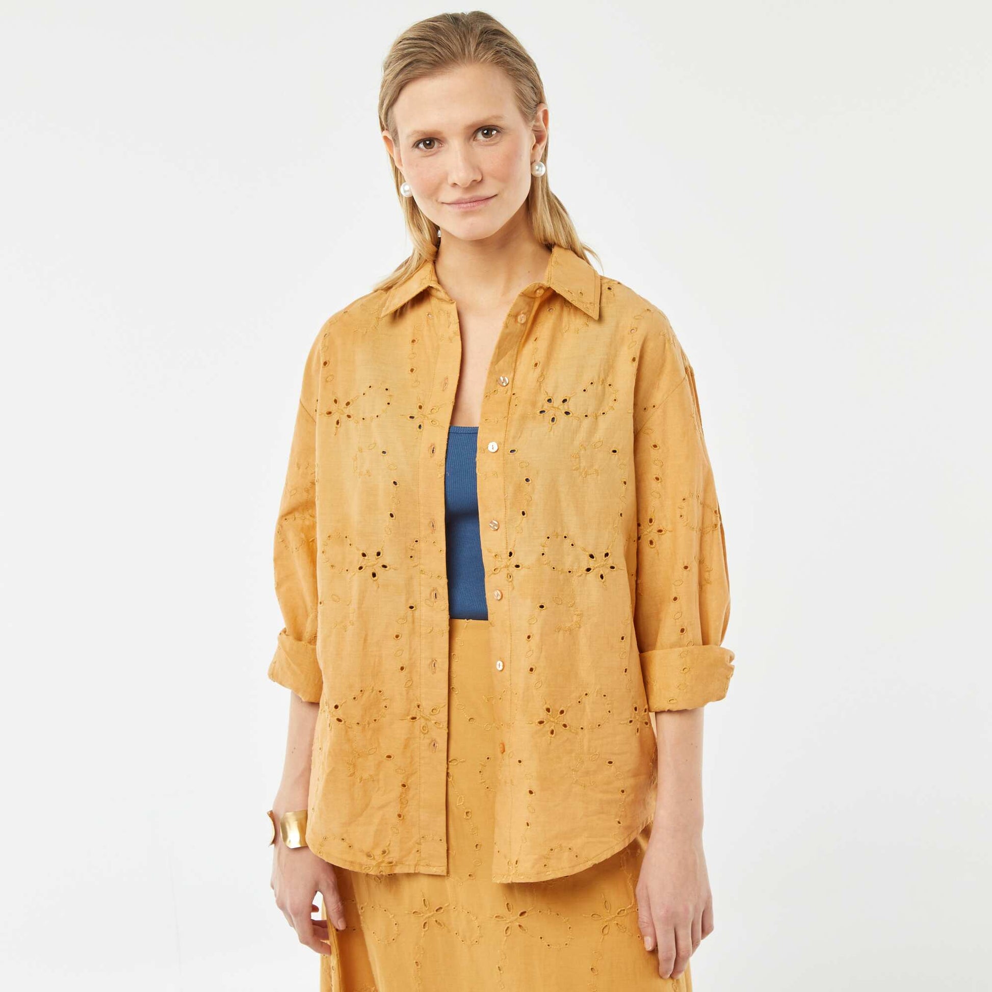 Chemise avec broderies anglaises BEIGE