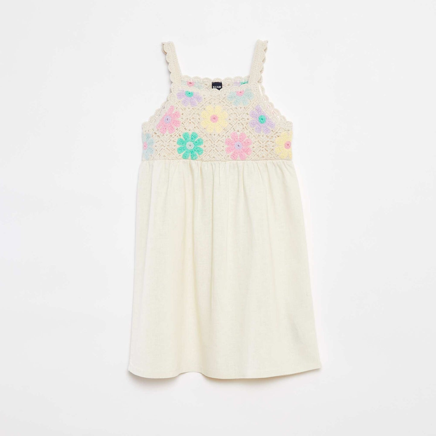 Robe bimatière avec top en crochet fleuri CRèME