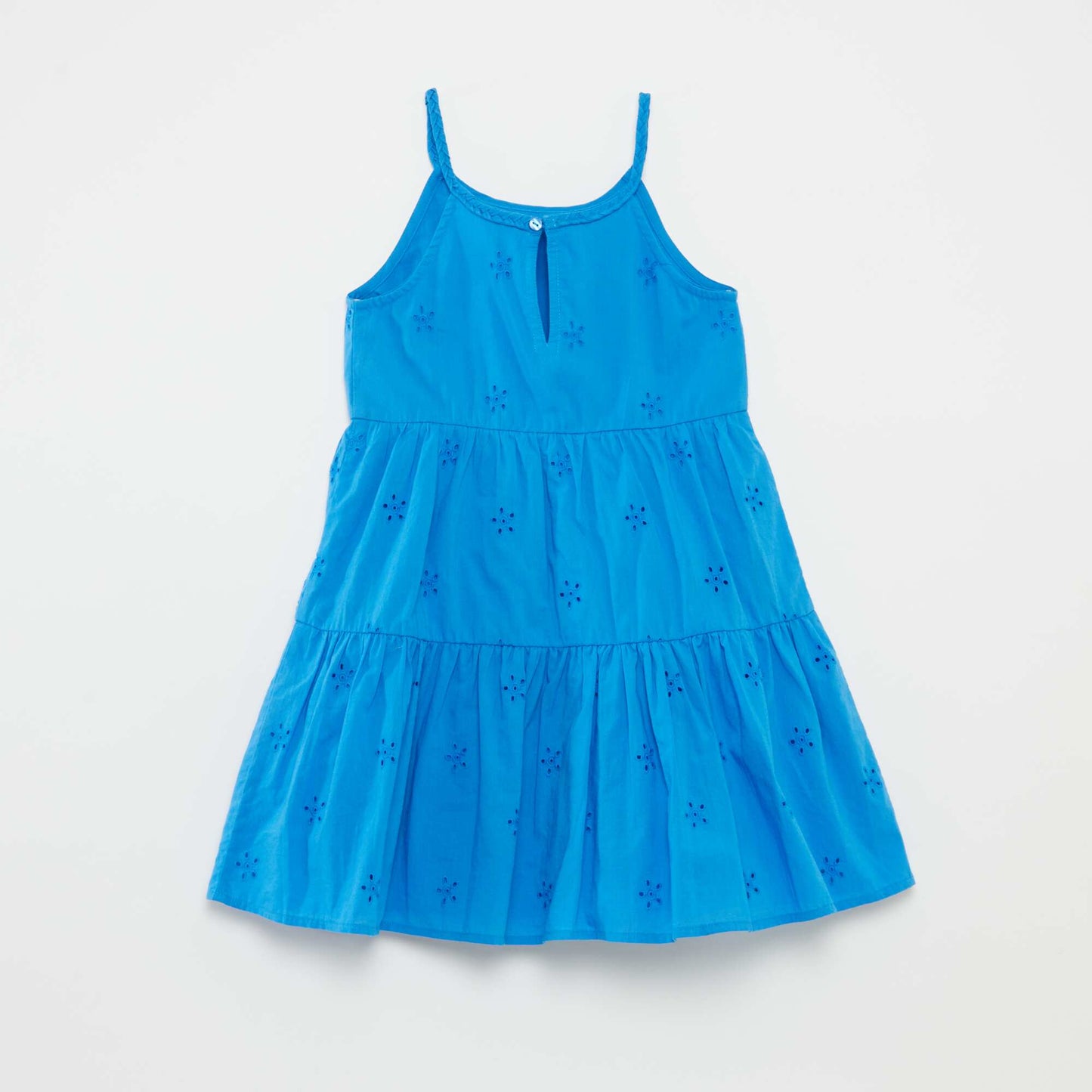 Robe unie à bretelles tressées BLEU