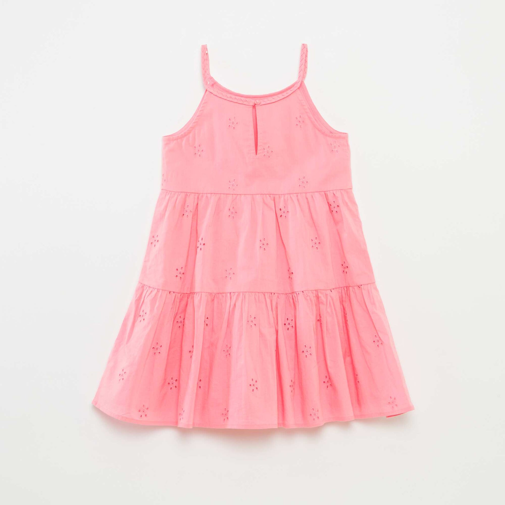 Robe unie à bretelles tressées ROSE