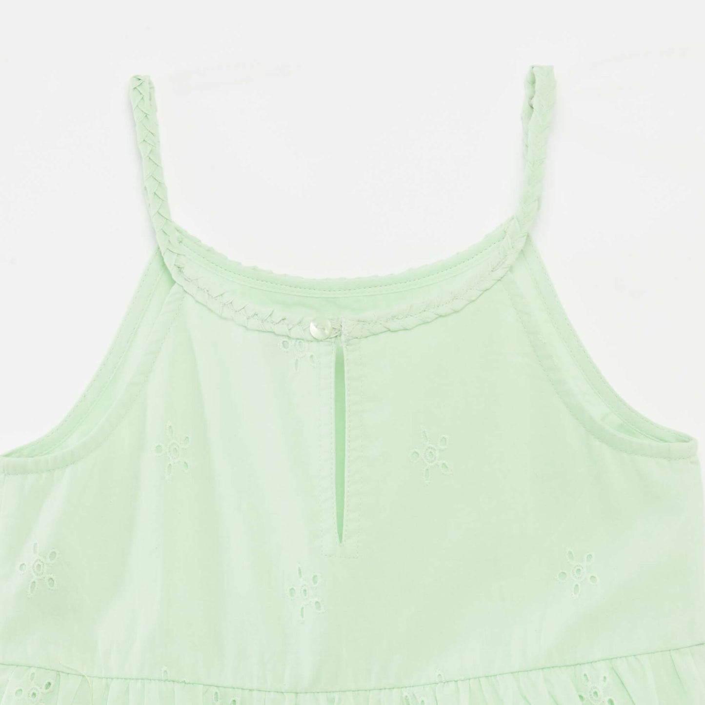 Robe unie à bretelles tressées VERT