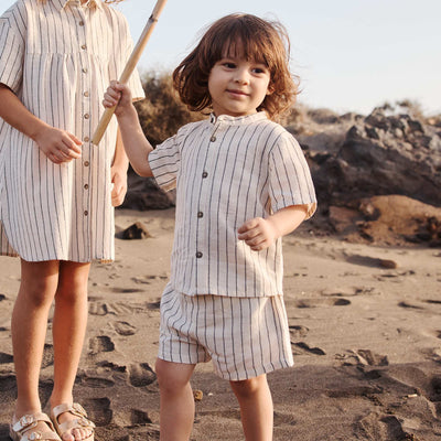 Ensemble chemise à col mao + short - 2 pièces BEIGE